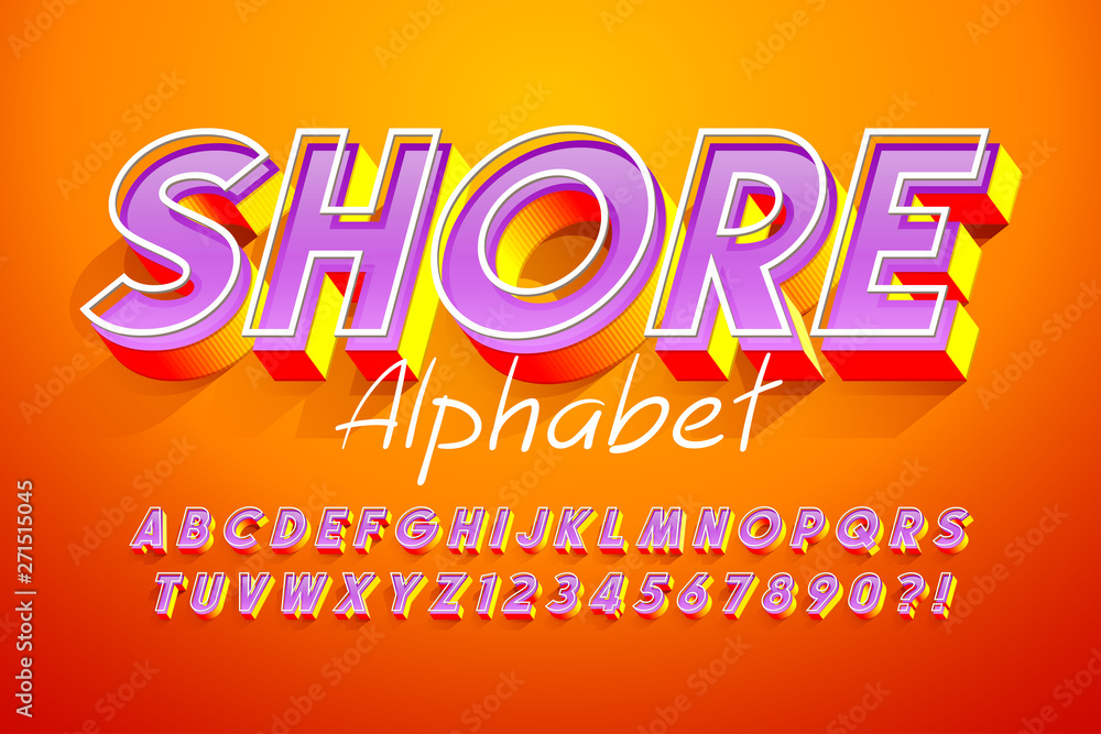 Fototapeta Colorful 3d display font design, alphabet, letters