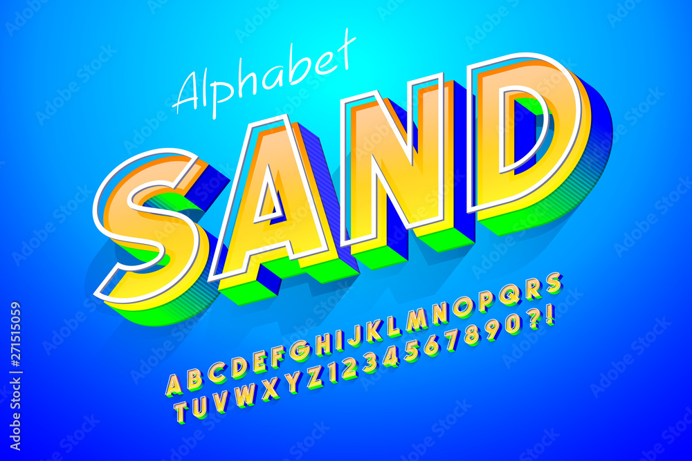 Colorful 3d display font design, alphabet, letters