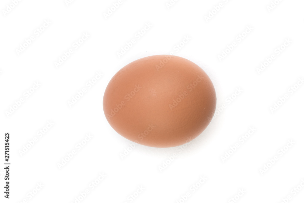 Single brown chicken egg isolated on white. Top view Single brown chicken egg isolated on white. Top view