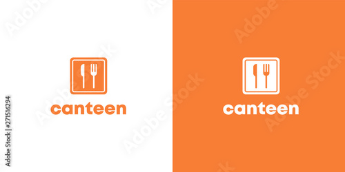 Orange flat canteen logo with spoon and fork