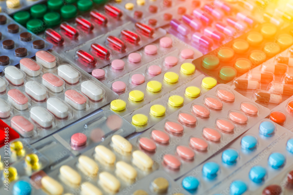 Drug prescription for treatment medication. Pharmaceutical medicament, cure in container for health. Pharmacy theme, capsule pills with medicine antibiotic in packages. Drug prescription for treatment medication. Pharmaceutical medicament, cure in container for health. Pharmacy theme, capsule pills with medicine antibiotic in packages.