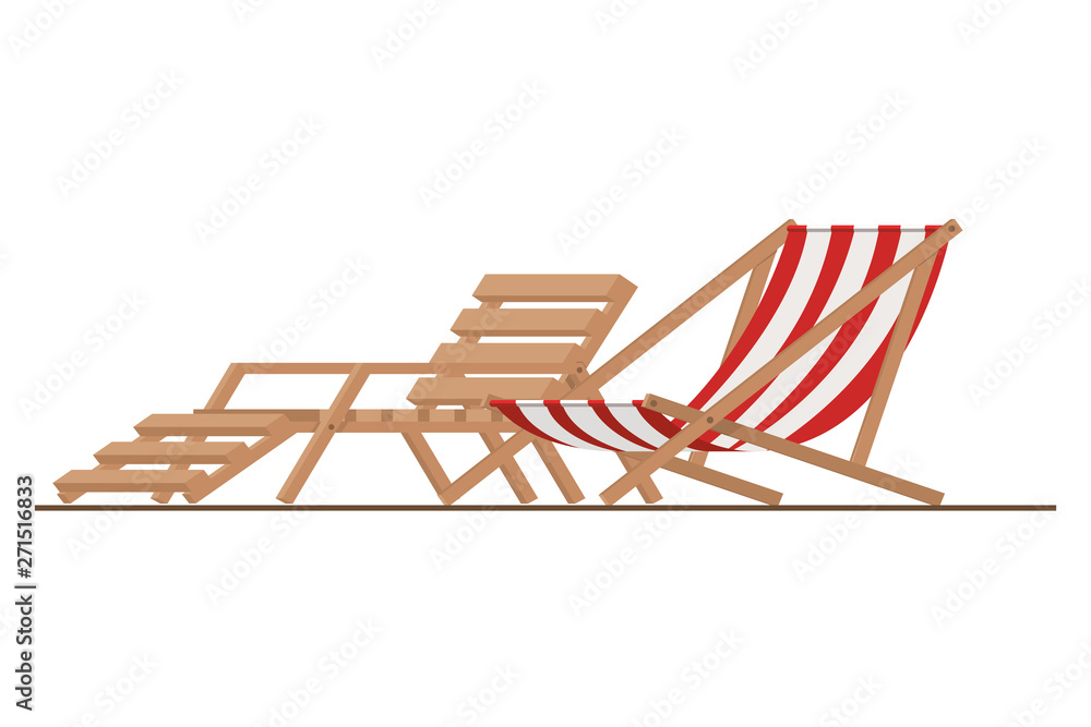 beach chair for sunbathing on white background