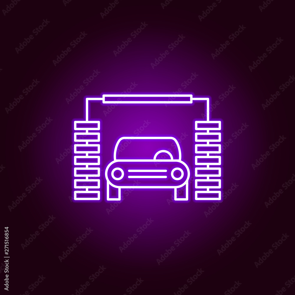 car wash machine outline icon in neon style. Elements of car repair illustration in neon style icon. Signs and symbols can be used for web, logo, mobile app, UI, UX