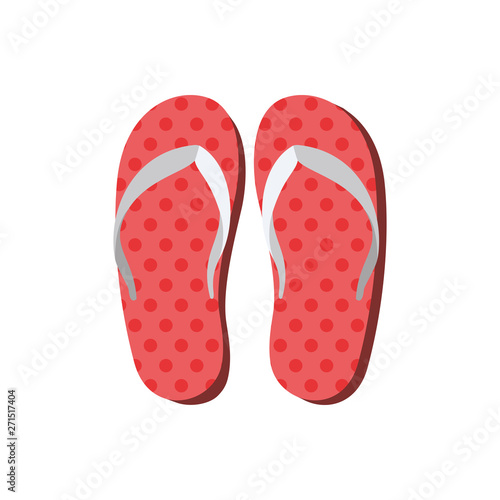 striped beach sandals on white background