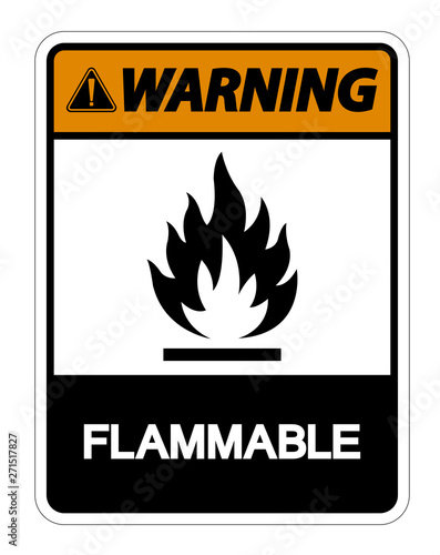 Warning Flammable Symbol Sign on white background,Vector Illustration