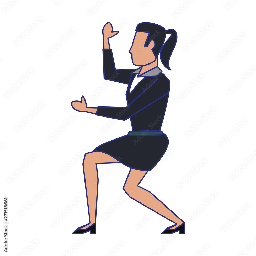 Fototapeta premium business woman avatar cartoon character blue lines