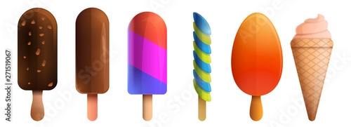 set of beautiful cartoon ice cream cartoons, vector illustration