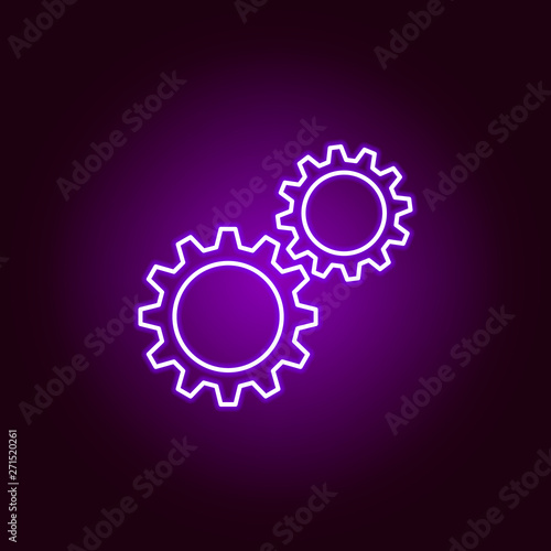 cogwheels gears outline icon in neon style. Elements of car repair illustration in neon style icon. Signs and symbols can be used for web, logo, mobile app, UI, UX