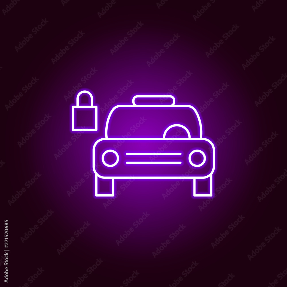 car padlock outline icon in neon style. Elements of car repair illustration in neon style icon. Signs and symbols can be used for web, logo, mobile app, UI, UX car padlock outline icon in neon style. Elements of car repair illustration in neon style icon. Signs and symbols can be used for web, logo, mobile app, UI, UX