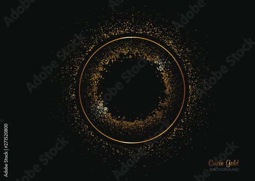 Dark and golden background with circle color gold. Luxury concept design