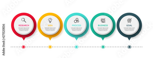 Timeline infographics design vector and marketing icons can be used for workflow layout, diagram, annual report, web design. Business concept with 5 options, steps or processes
