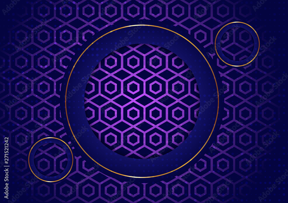 Abstract background on dark purple space with circle gold color. Luxury concept design with glitter Abstract background on dark purple space with circle gold color. Luxury concept design with glitter
