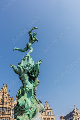 Antwerp  Belgium - APRIL 7  2019  Brabo fountain  center of Antwerp.