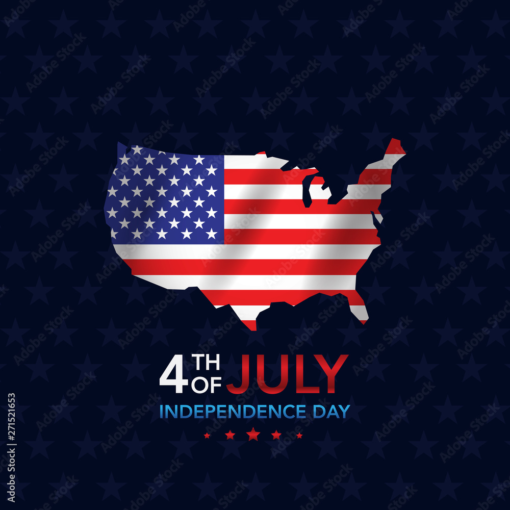 Independence day 4th July with map Independence day 4th July with map