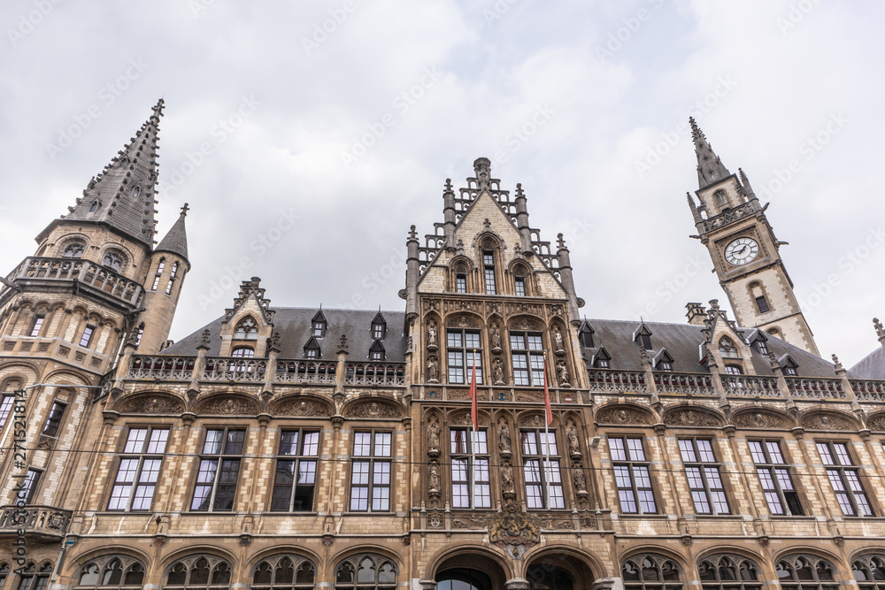 Ghent, Belgium - APRIL 6, 2019: View of the Old post office building im Ghent
