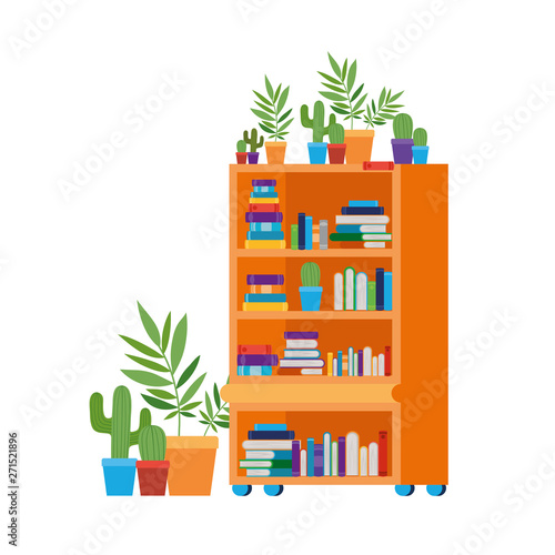 shelving with books in white background