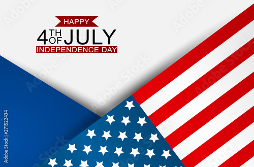 4th of July United States national Independence Day celebration background with American flag. Vector illustration.