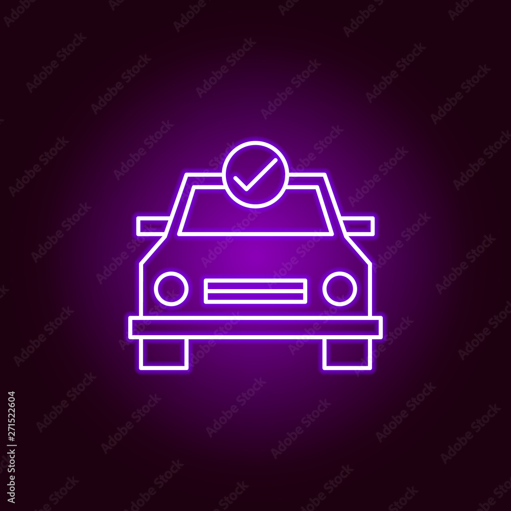 car check maintenance outline icon in neon style. Elements of car repair illustration in neon style icon. Signs and symbols can be used for web, logo, mobile app, UI, UX