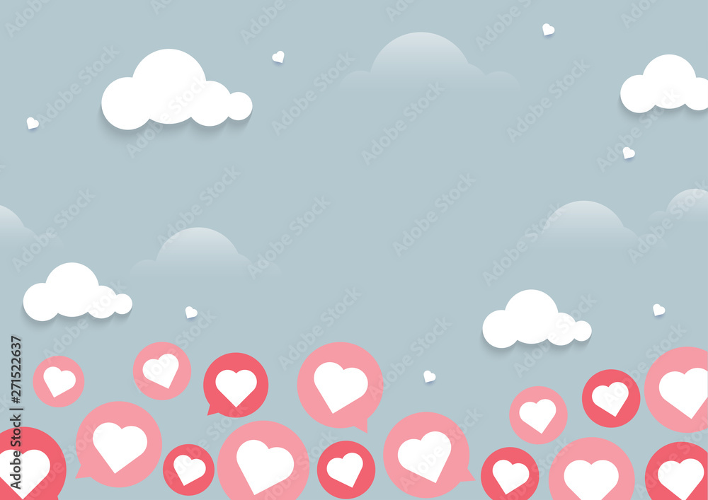 Illustration of heart flying on light background with chat concept
