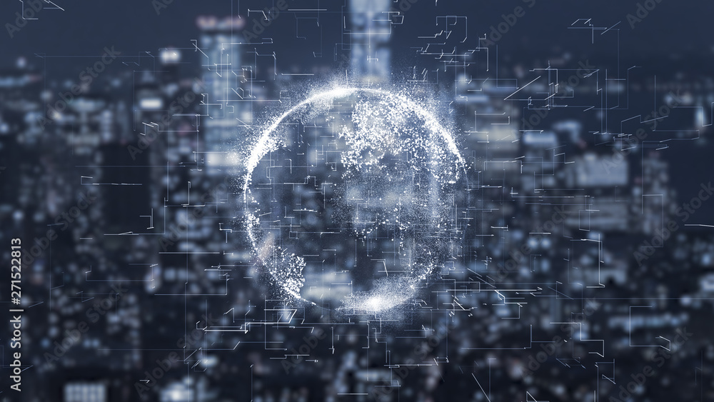 City information technology of internet of things IOT big data cloud computing - 3D render City information technology of internet of things IOT big data cloud computing - 3D render