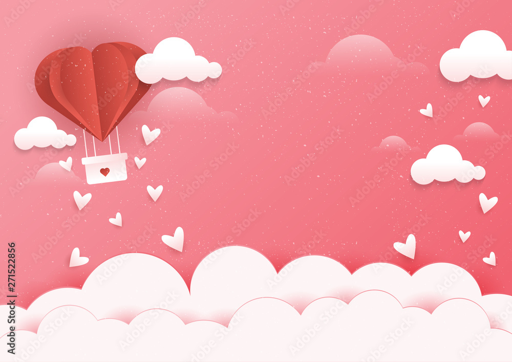 Illustration of love and valentine day with balloon heart on abstract background