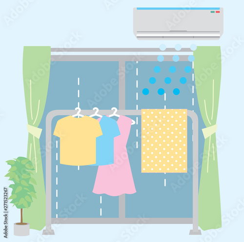 Rainy season indoor drying illustration
