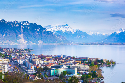 Panorama of Montreux city, Lake Geneva and amazing mountains in Switzerland © Michal Ludwiczak