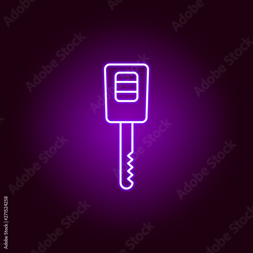 key car outline icon in neon style. Elements of car repair illustration in neon style icon. Signs and symbols can be used for web, logo, mobile app, UI, UX