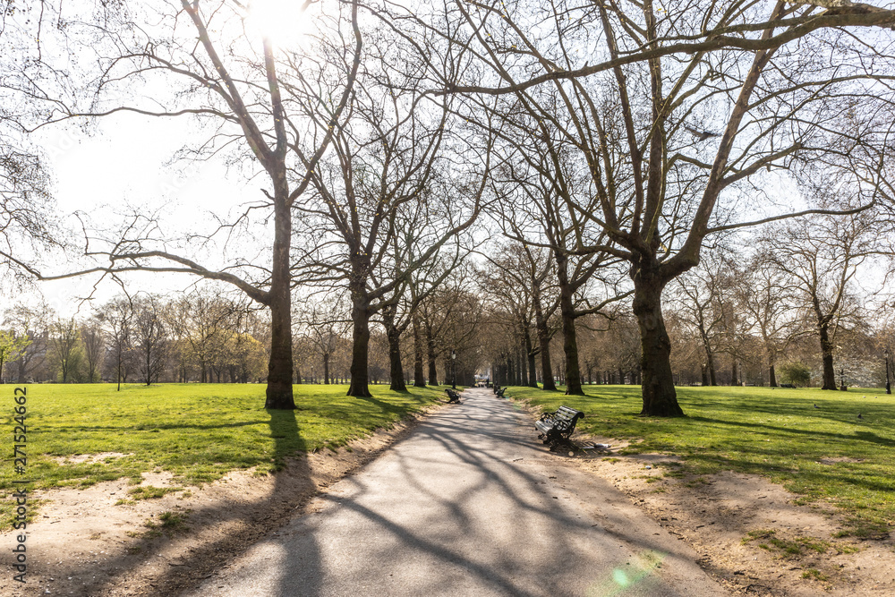 London, England - APRIL 1, 2019: Hyde Park in London, England