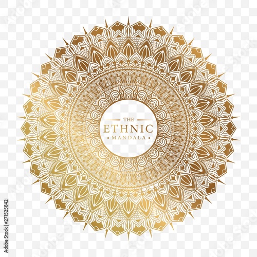 Elegant ornamental mandala background design with gold color 