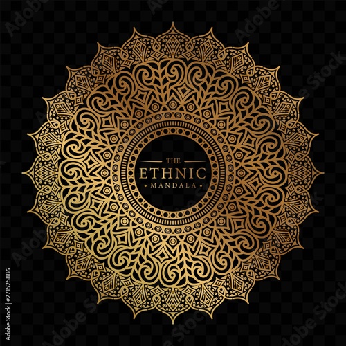 Elegant ornamental mandala background design with gold color 