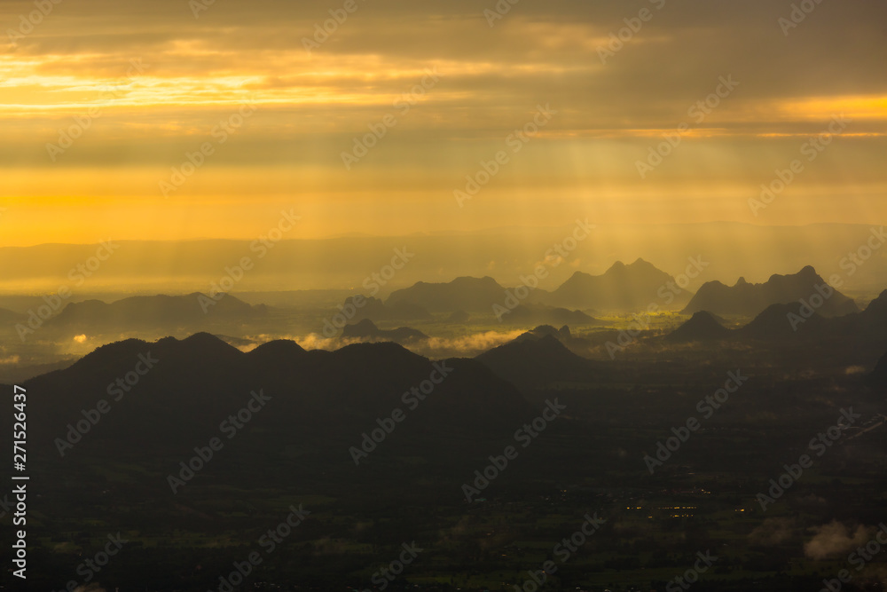 Fototapeta premium Sunbeam through the clouds, nature background