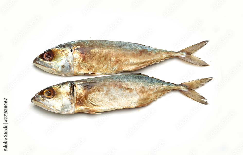 salted fishes on white background salted fishes on white background