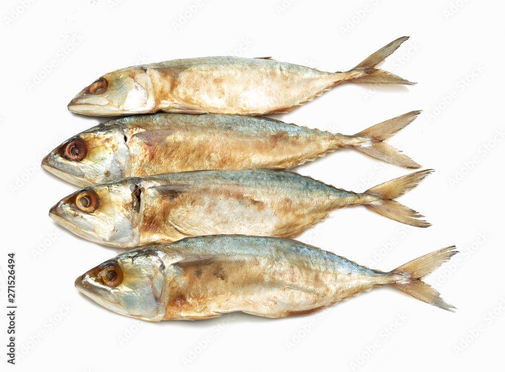 salted fishes on white background salted fishes on white background