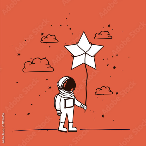 Astronaut draw with star design