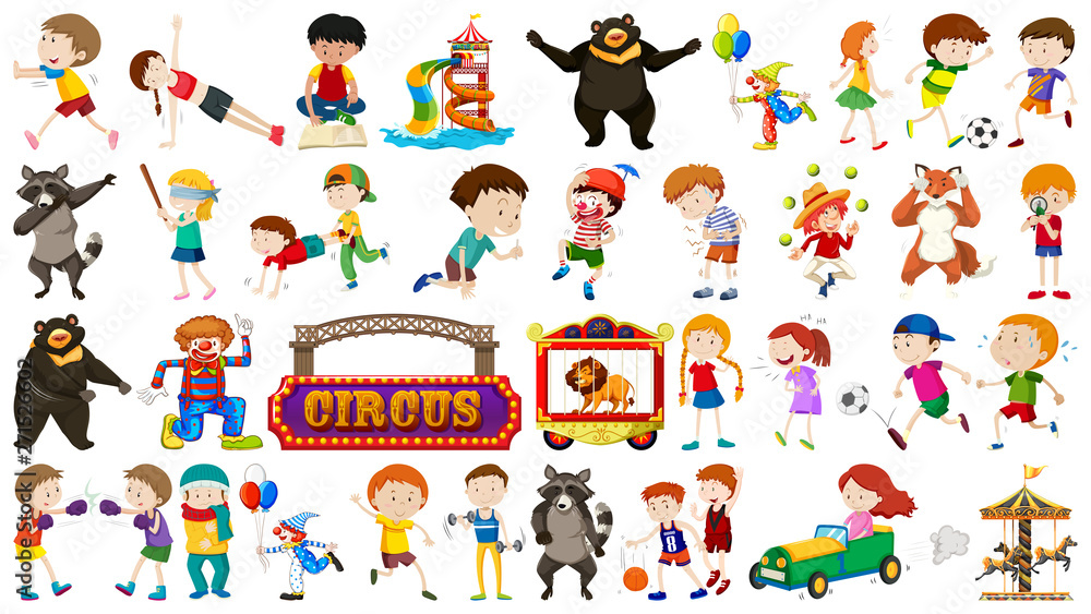 Set of kid and circus Set of kid and circus