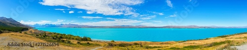 Panorama of view Lake Pukaki and Mount Cook at South Island New Zealand, summertime © Lab_Photo