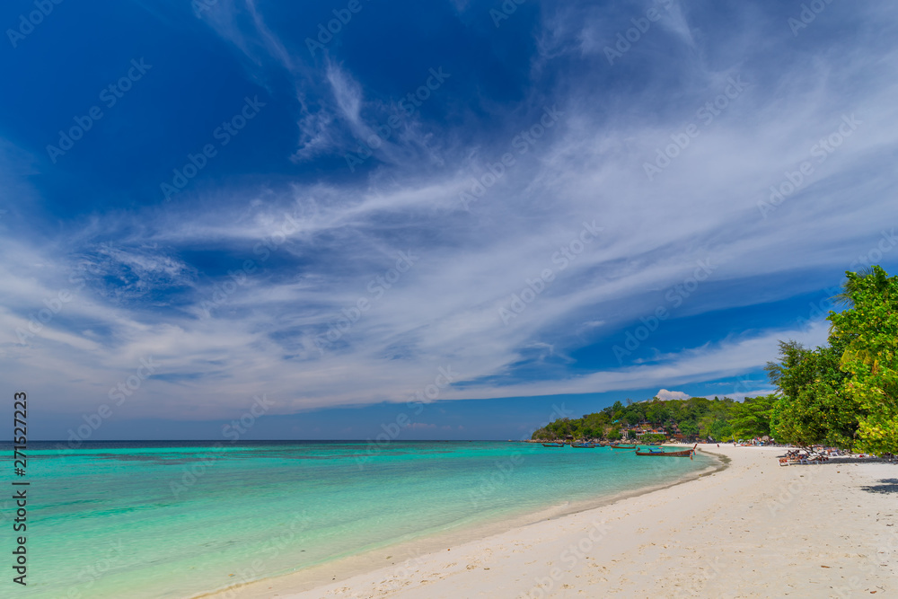 Clear water and blue sky at the paradise island in the tropical sea of Thailand Clear water and blue sky at the paradise island in the tropical sea of Thailand
