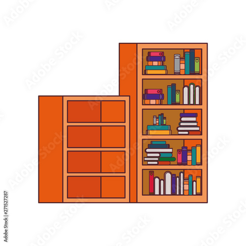 shelving with books in white background