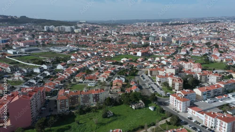 Wide aerial view of typical Portugese houses - suburban Lisbon neighborhood Wide aerial view of typical Portugese houses - suburban Lisbon neighborhood