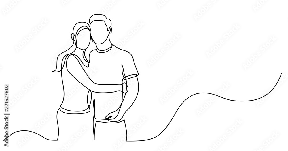 continuous line drawing of loving couple hugging each other continuous line drawing of loving couple hugging each other
