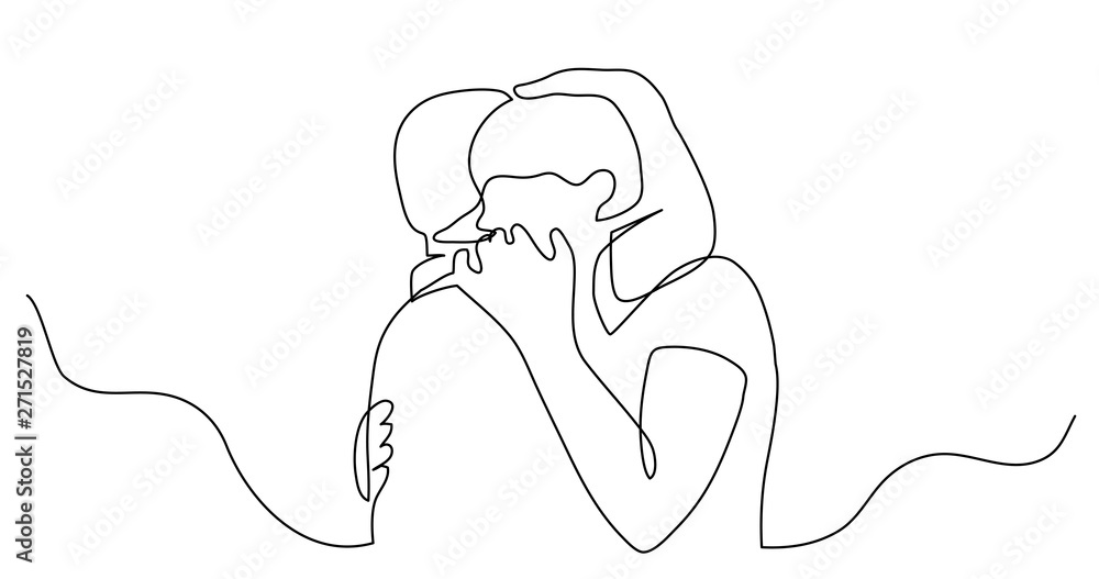 continuous line drawing of loving young couple hugging each other continuous line drawing of loving young couple hugging each other