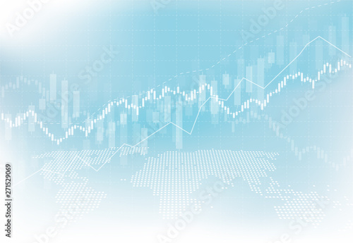 Business candle stick graph chart of stock market investment trading on white background design. Bullish point, Trend of graph. Vector illustration
