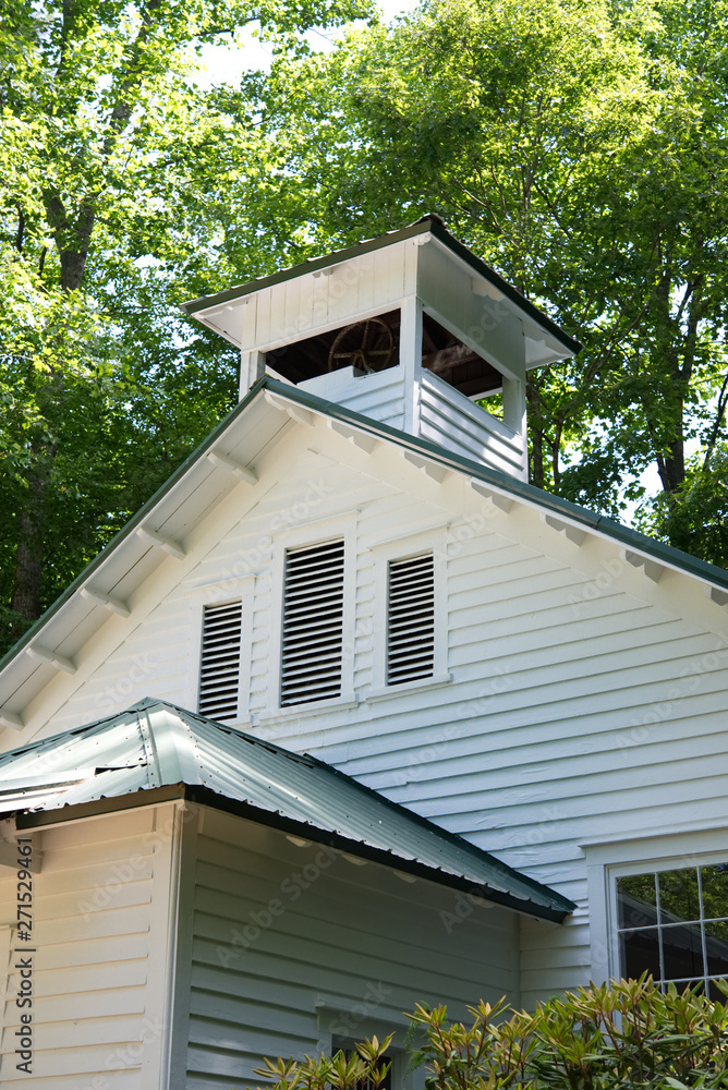 An old white chapel in the Appalachian mountains of North Carolina. An old white chapel in the Appalachian mountains of North Carolina.