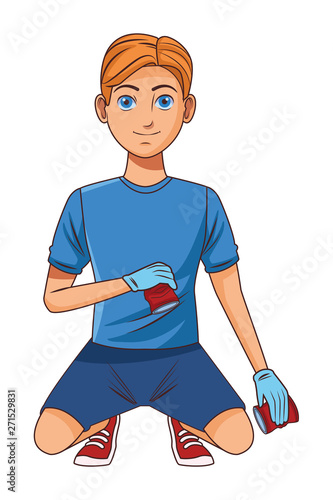 cleaning service person avatar cartoon character