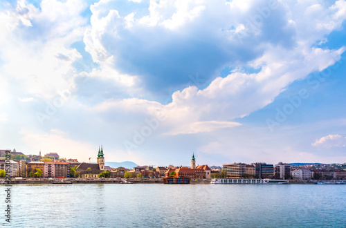 View of Budapest city with colorful old historic buildings .One of the most beautiful buildings and Danube river in the Hungarian capital.Is an important and famous tourist attraction