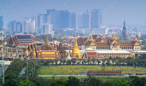 The beautiful of Wat Phra Kaew or Wat Phra Si Rattana Satsadaram at twilight,This is an important buddhist temple and a famous tourist destination, It is located in the historic centre of Bangkok.