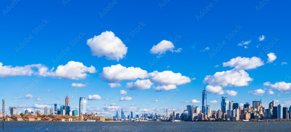 Obraz premium アメリカ マンハッタンとジャージーシティの摩天楼