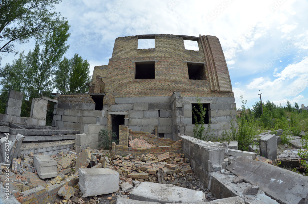 Abandoned construction site of Hospital. Abandoned at 1991,during Ukrainian undependence crisis. Kiev Region,Ukraine Abandoned construction site of Hospital. Abandoned at 1991,during Ukrainian undependence crisis. Kiev Region,Ukraine