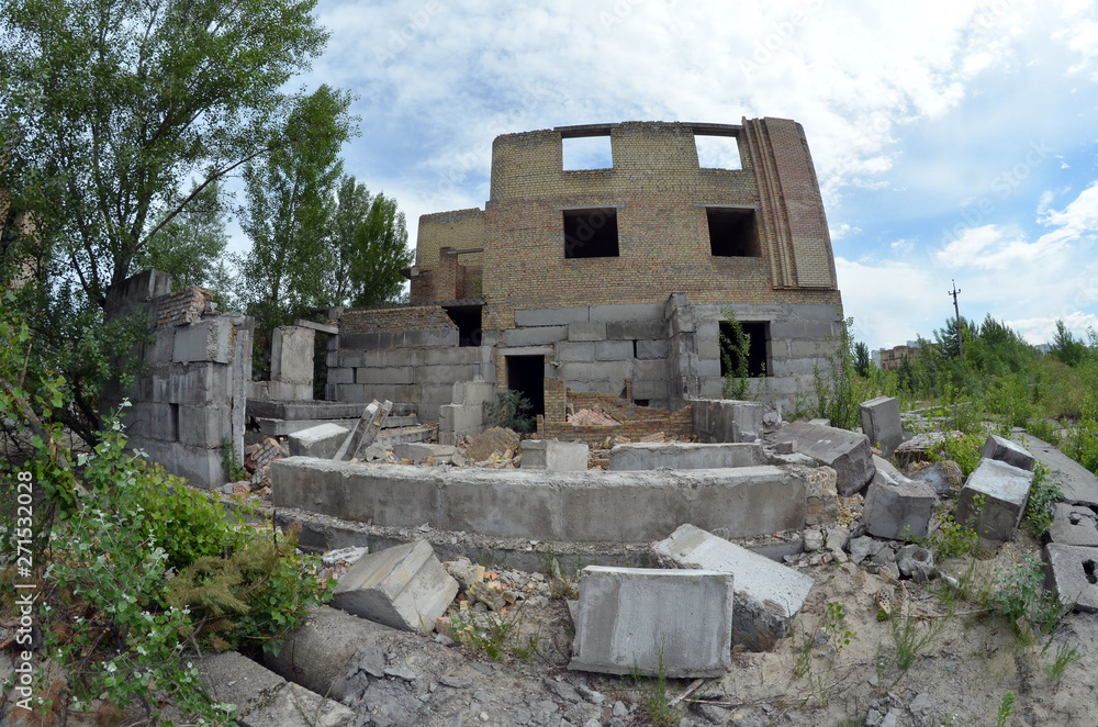 Abandoned construction site of Hospital. Abandoned at 1991,during Ukrainian undependence crisis. Kiev Region,Ukraine Abandoned construction site of Hospital. Abandoned at 1991,during Ukrainian undependence crisis. Kiev Region,Ukraine